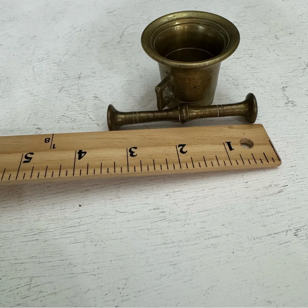 Antique Brass Mortar & Pestle Pharmacy Apothecary Heavy Great Patina - Picture 12 of 12